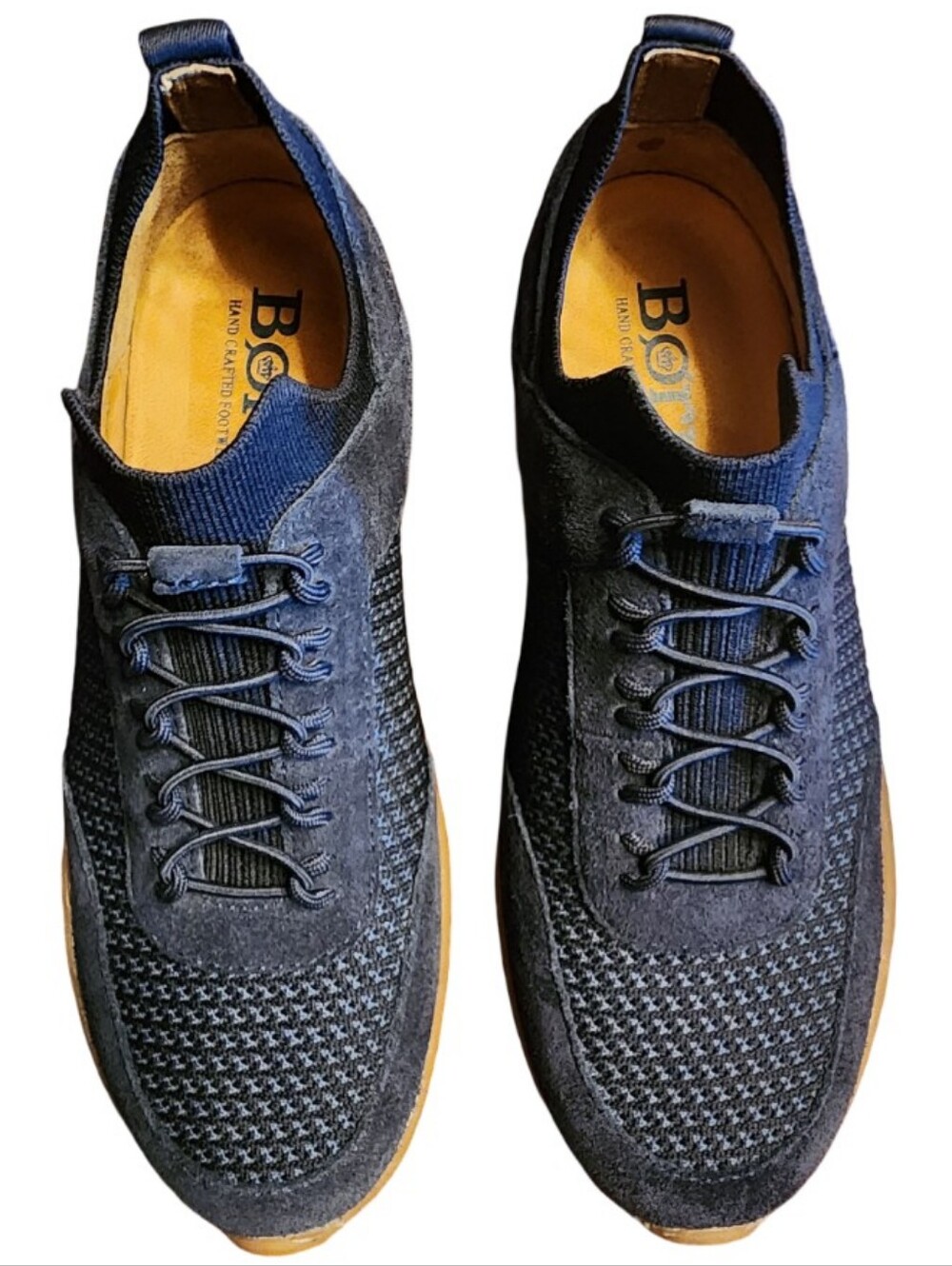 BORN Aire Navy Blue Knit Suede Bungee Slip On Comfort Sneakers 6M